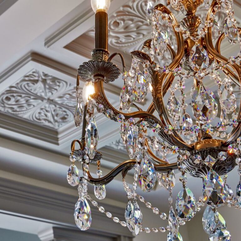 Master suite chandelier and ceiling design by the best contractor in Monterey CA, Kasavan Construction