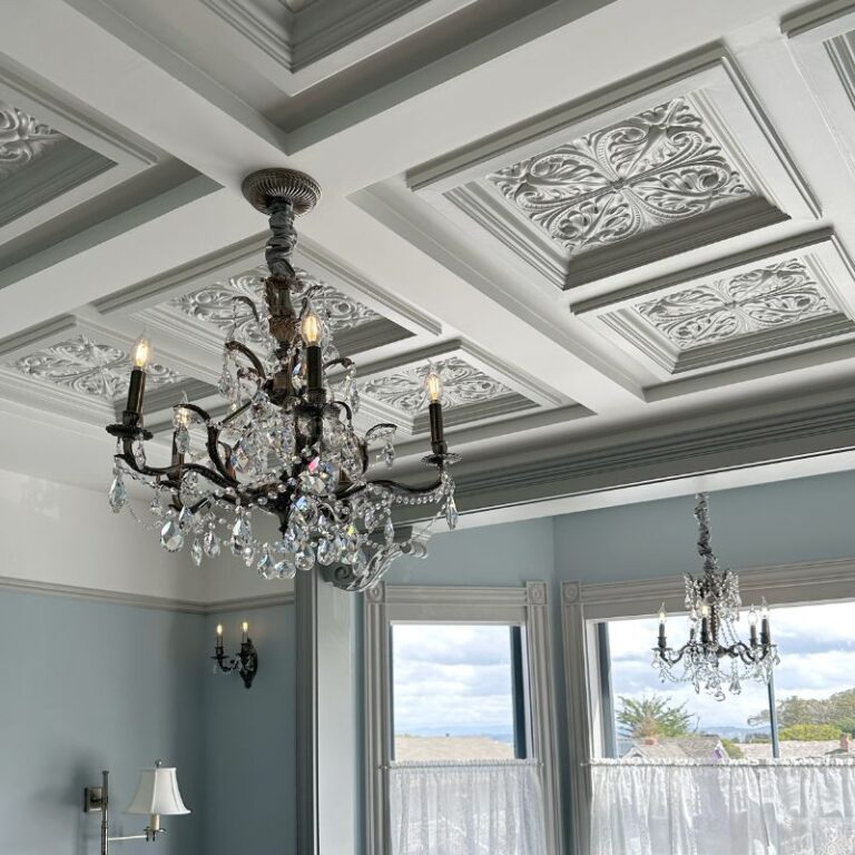 Detailed view of a master suite chandelier by the best contractor in Monterey CA, Kasavan Construction